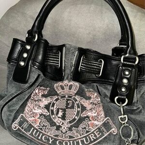 Juicy Couture Black and Gray Shoulder Bag